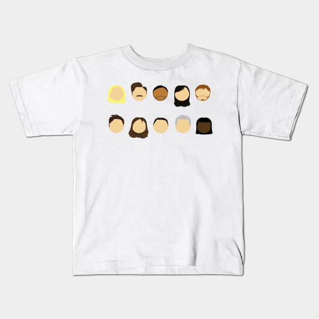 Parks & Rec Cast Kids T-Shirt by cptpuggles